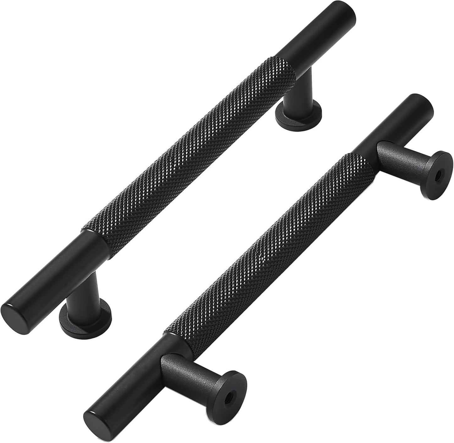 Stylish 6 Inch Knurled Matte Black Drawer Handles for Cabinets
