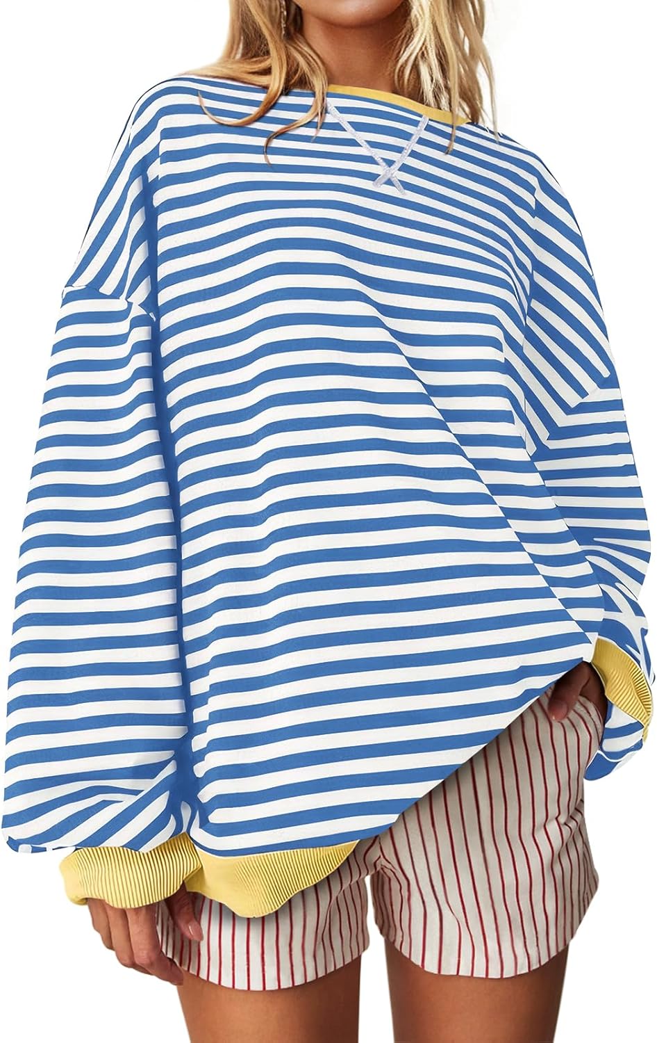 UEU Striped Oversized Sweatshirt: Comfy & Stylish