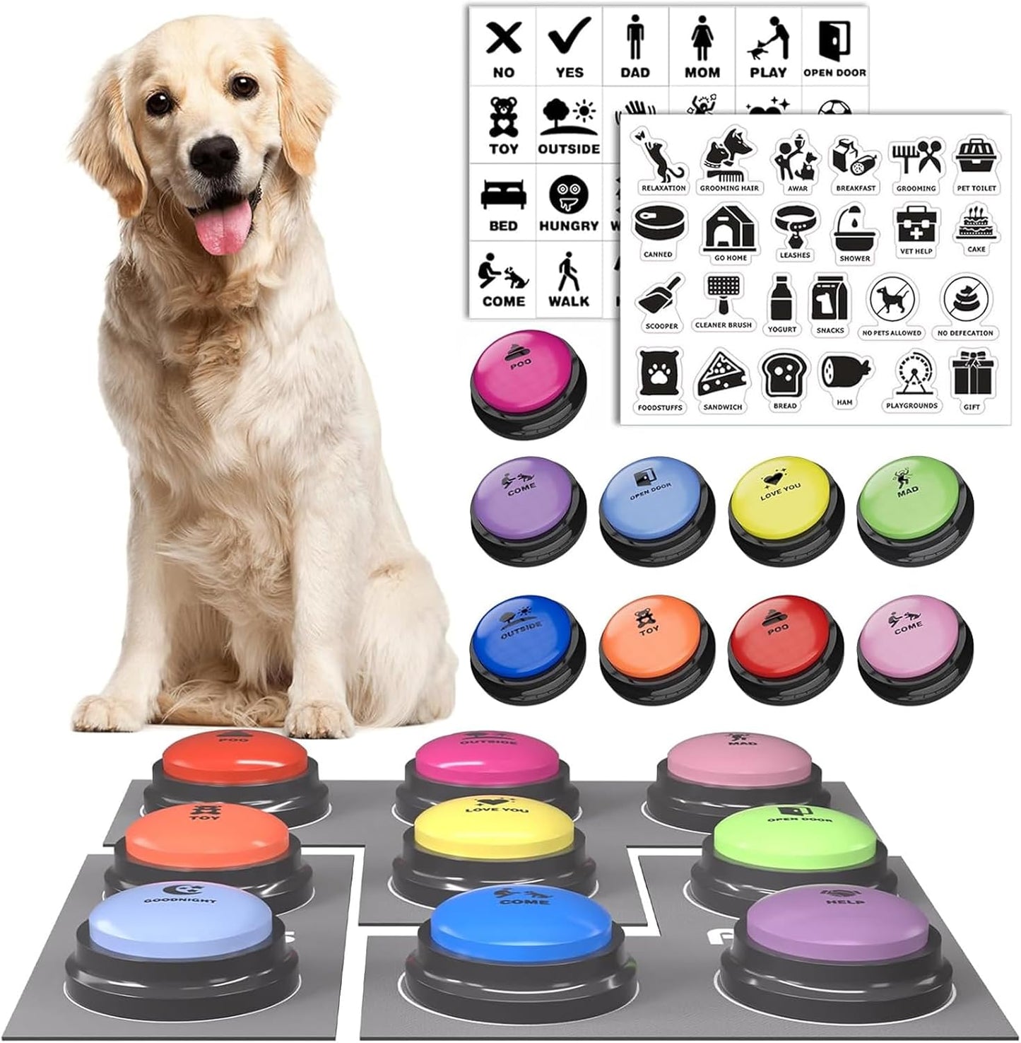 Dog Buttons for Communication - 9 Pcs Talking Button Set