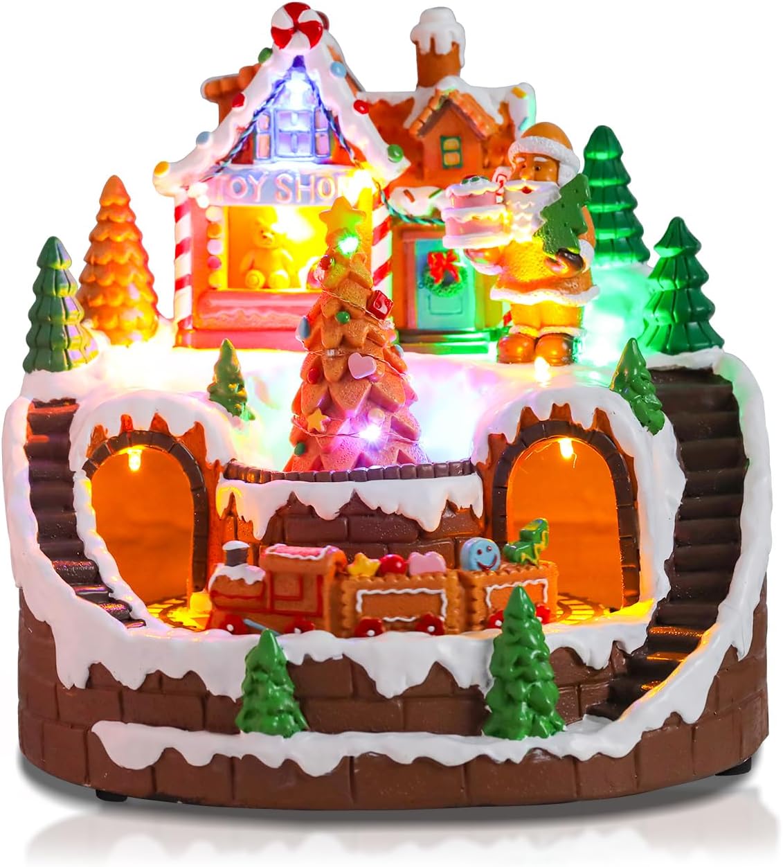 Musical Gingerbread House Collectible with Moving Train Ornaments
