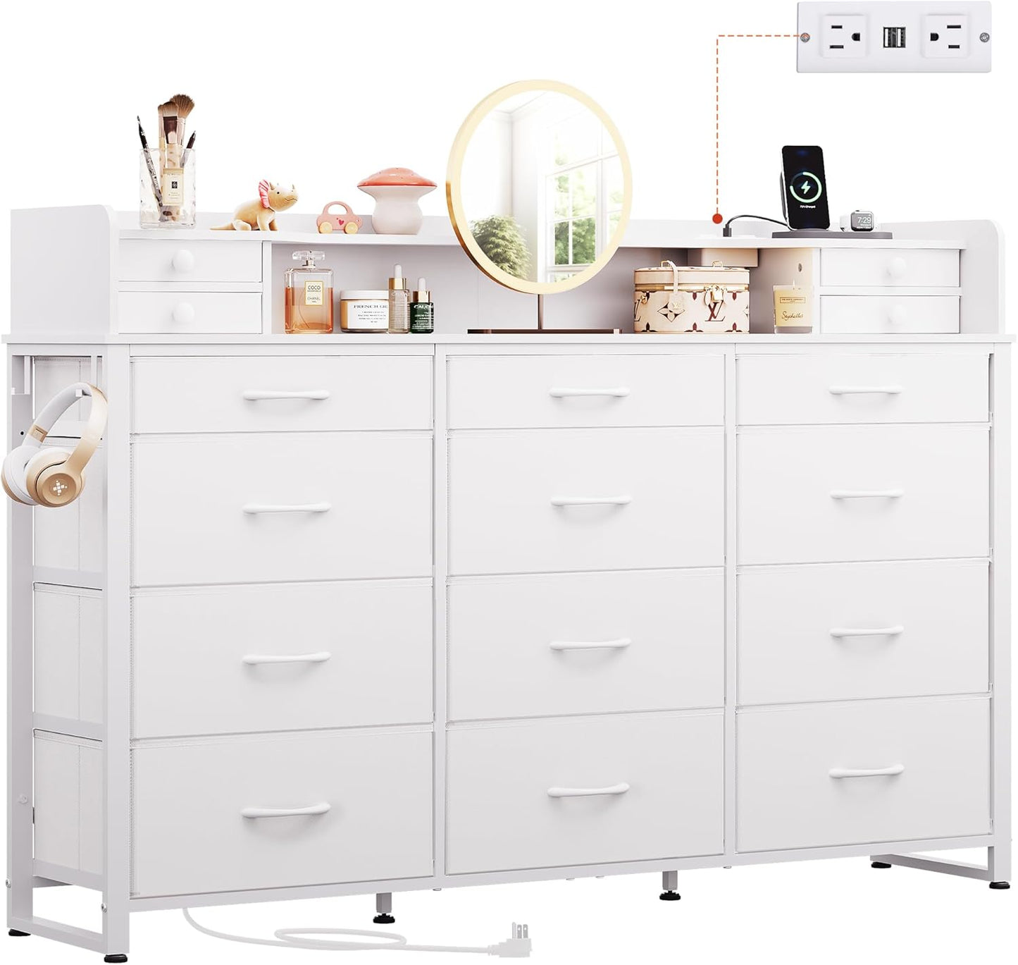 WLIVE 55ft'W Storage Organizer Unit with Charging Station