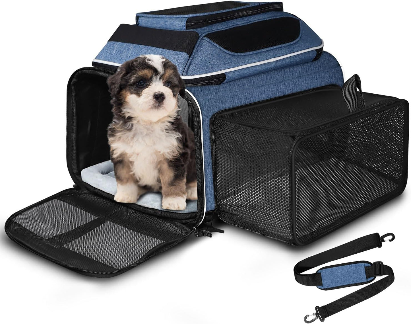 Petskd Expandable Pet Carrier for Small Dogs and Cats 18x11x11
