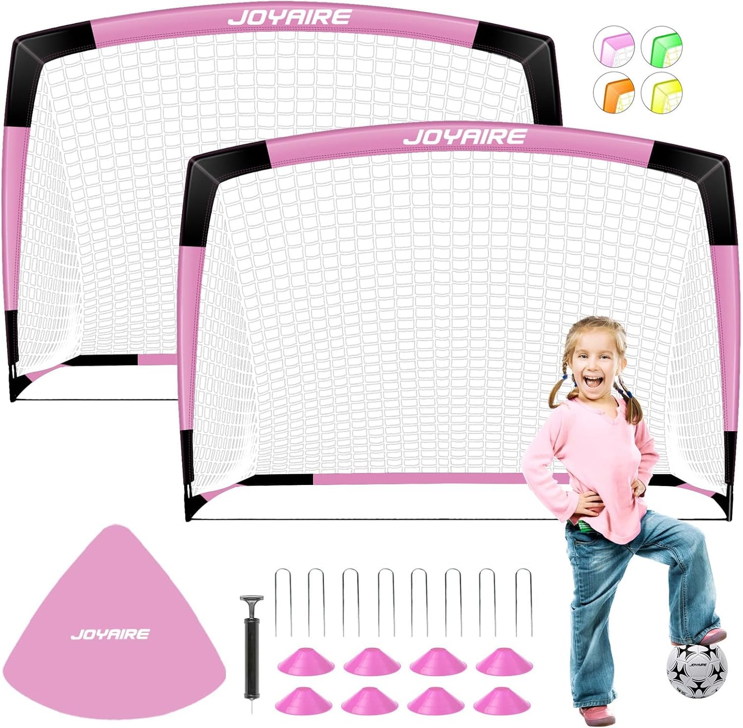 Kids Soccer Goals for Backyard Set - Portable Soccer Training Kit