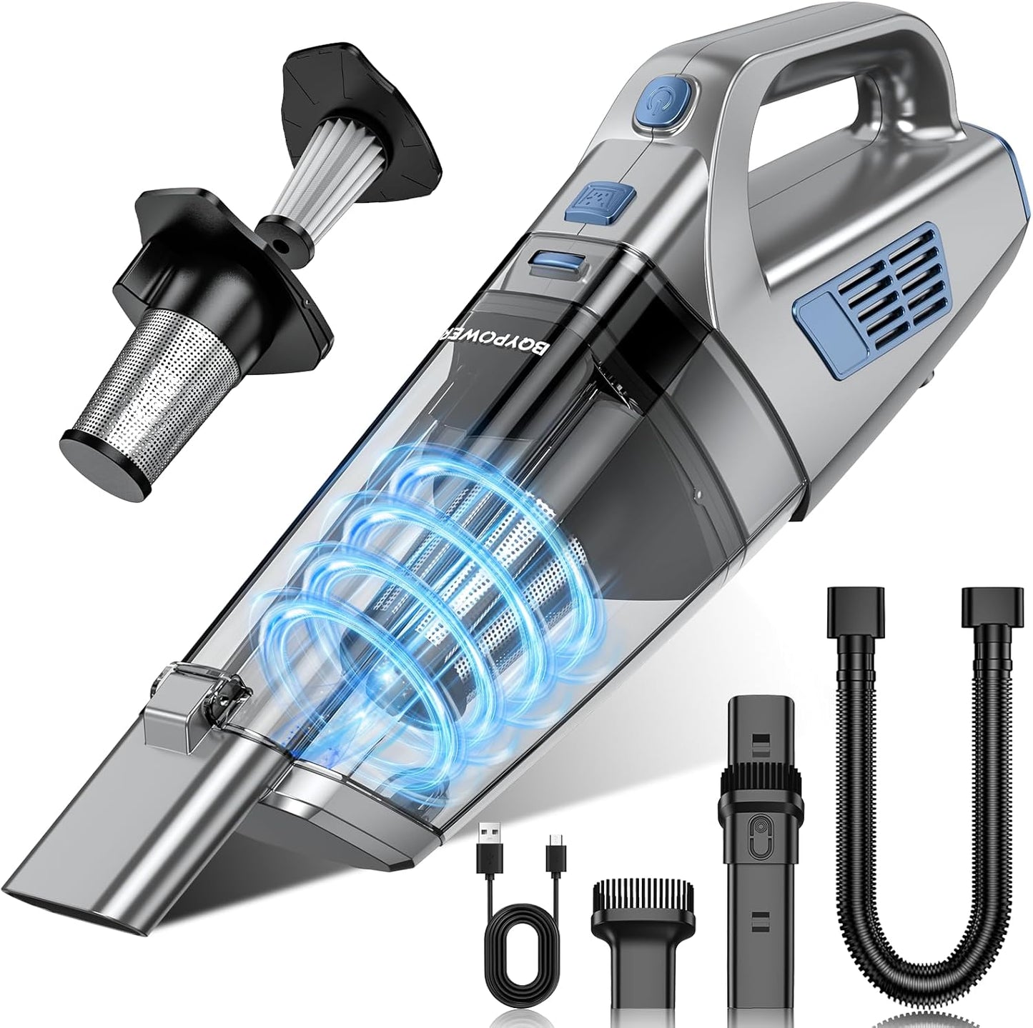 BQYPOWER Handheld Vacuum Cordless with 16000PA Strong Suction