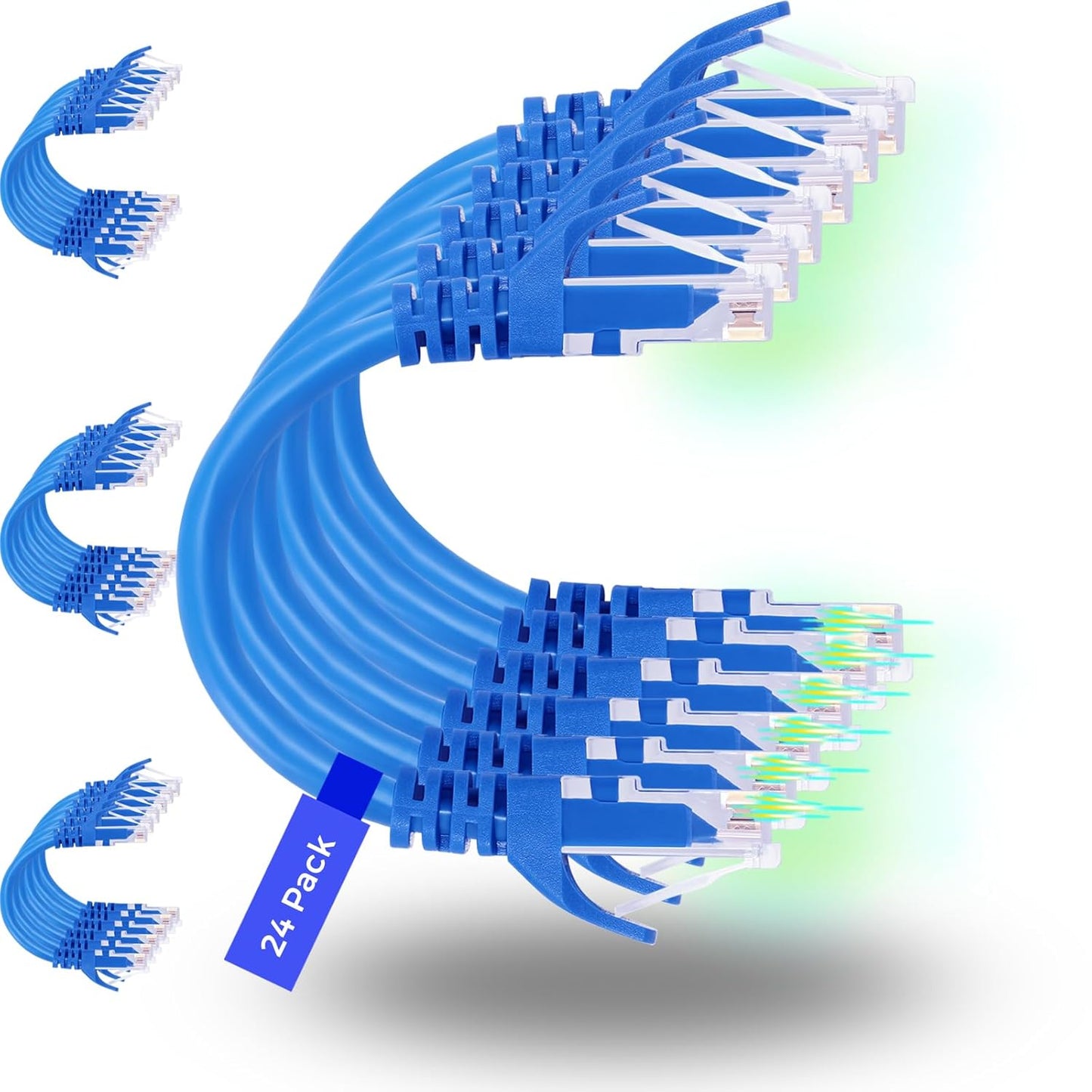 10ft Cat6 Ethernet Patch Cables, 24 Pack - High Speed 10G Connectivity