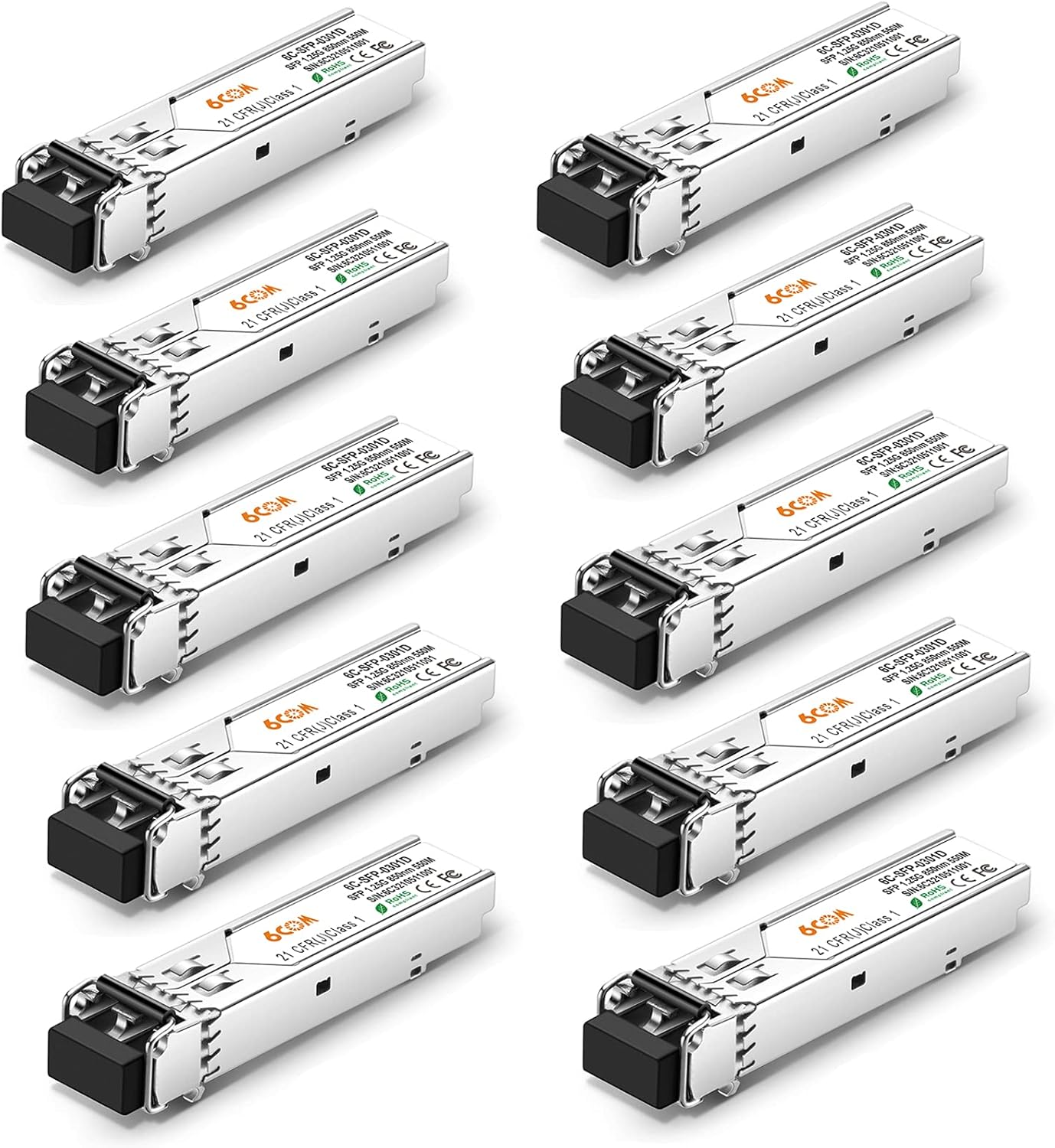 10Pack 1.25G SFP Transceiver for Cisco, Ubiquiti, Netgear