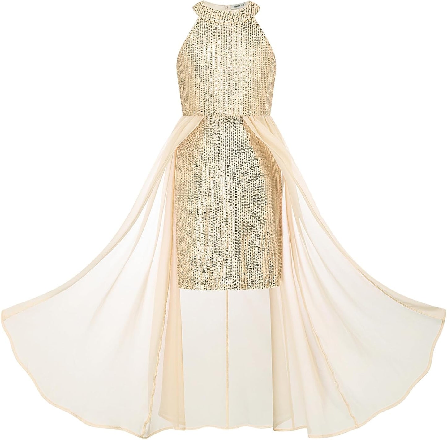 Girls Halter Neck Sequin Dress for Parties and Special Events
