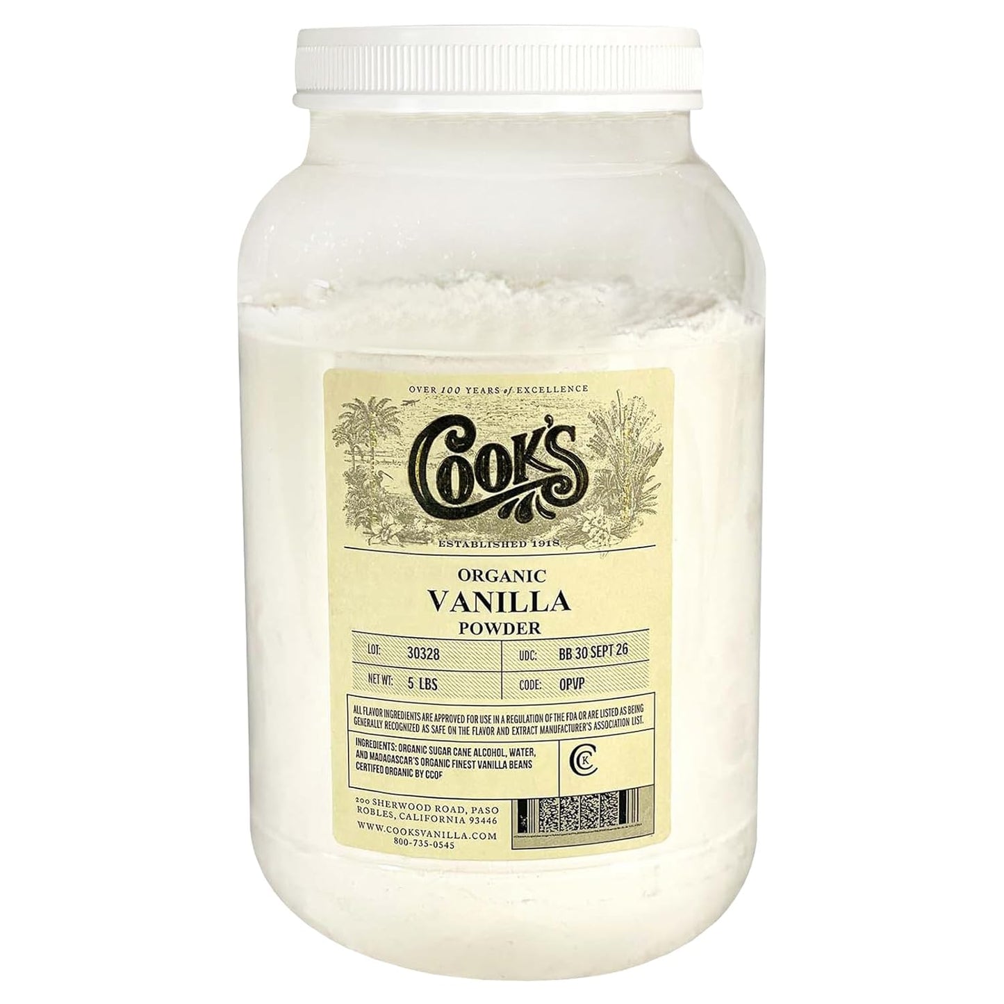 Cooks Organic Madagascar Vanilla Powder for Baking & Cooking