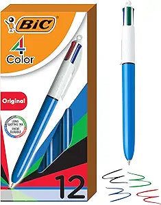 BIC 4-Color Original Retractable Ball Pens for Versatile Writing