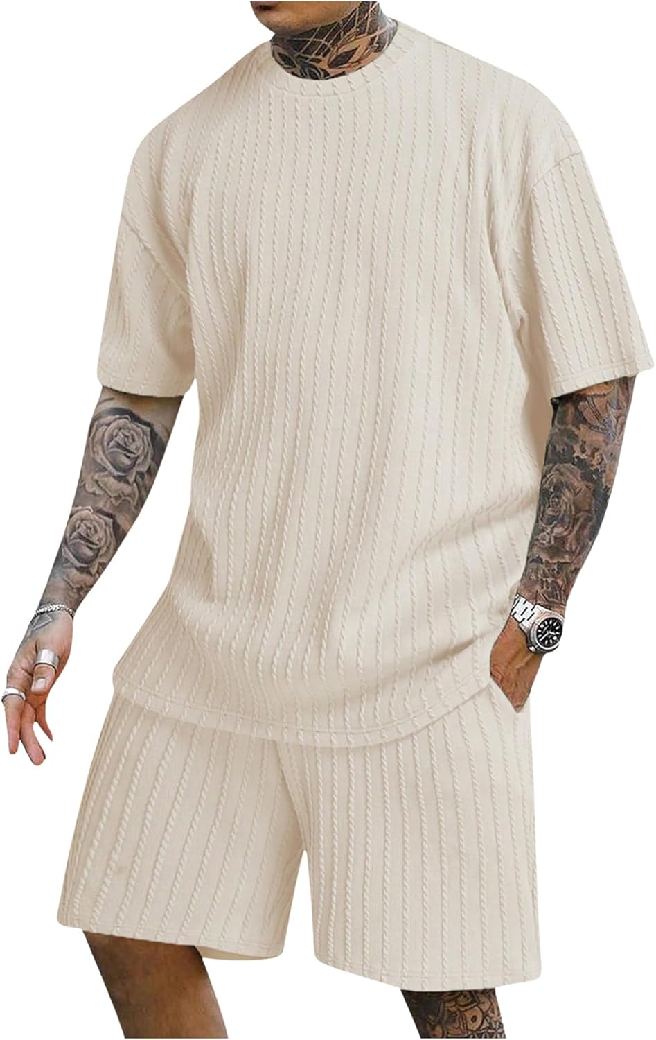 COZYEASE Men's 2 Piece Outfits for Summer Casual Comfort