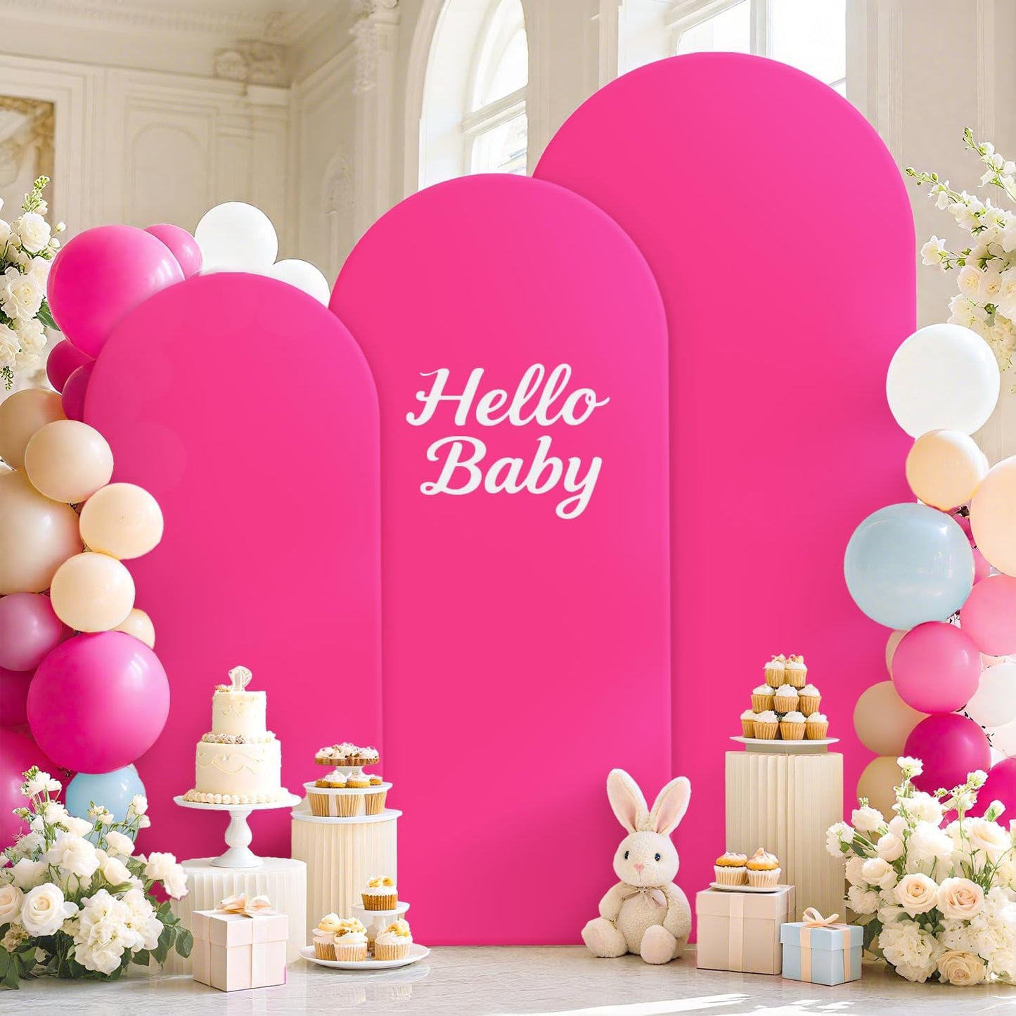 FOTSHARER Hot Pink Arch Cover Set for Wedding and Party Decor