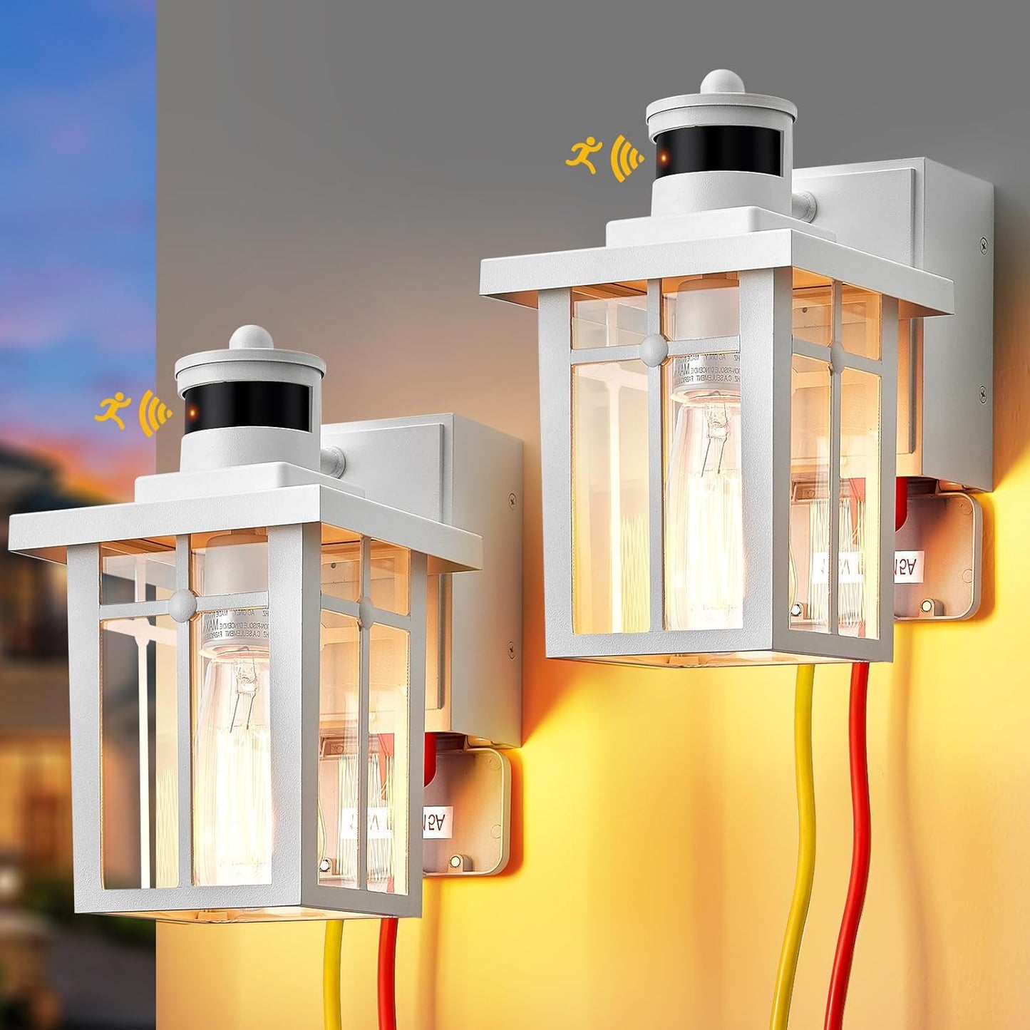 Dusk to Dawn Motion Sensor Outdoor Lights with GFCI Outlet