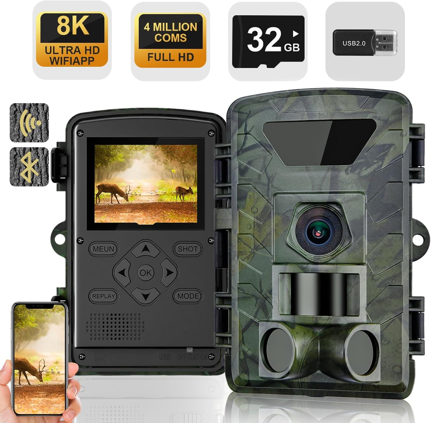 8K WiFi Trail Camera - No Glow Night Vision