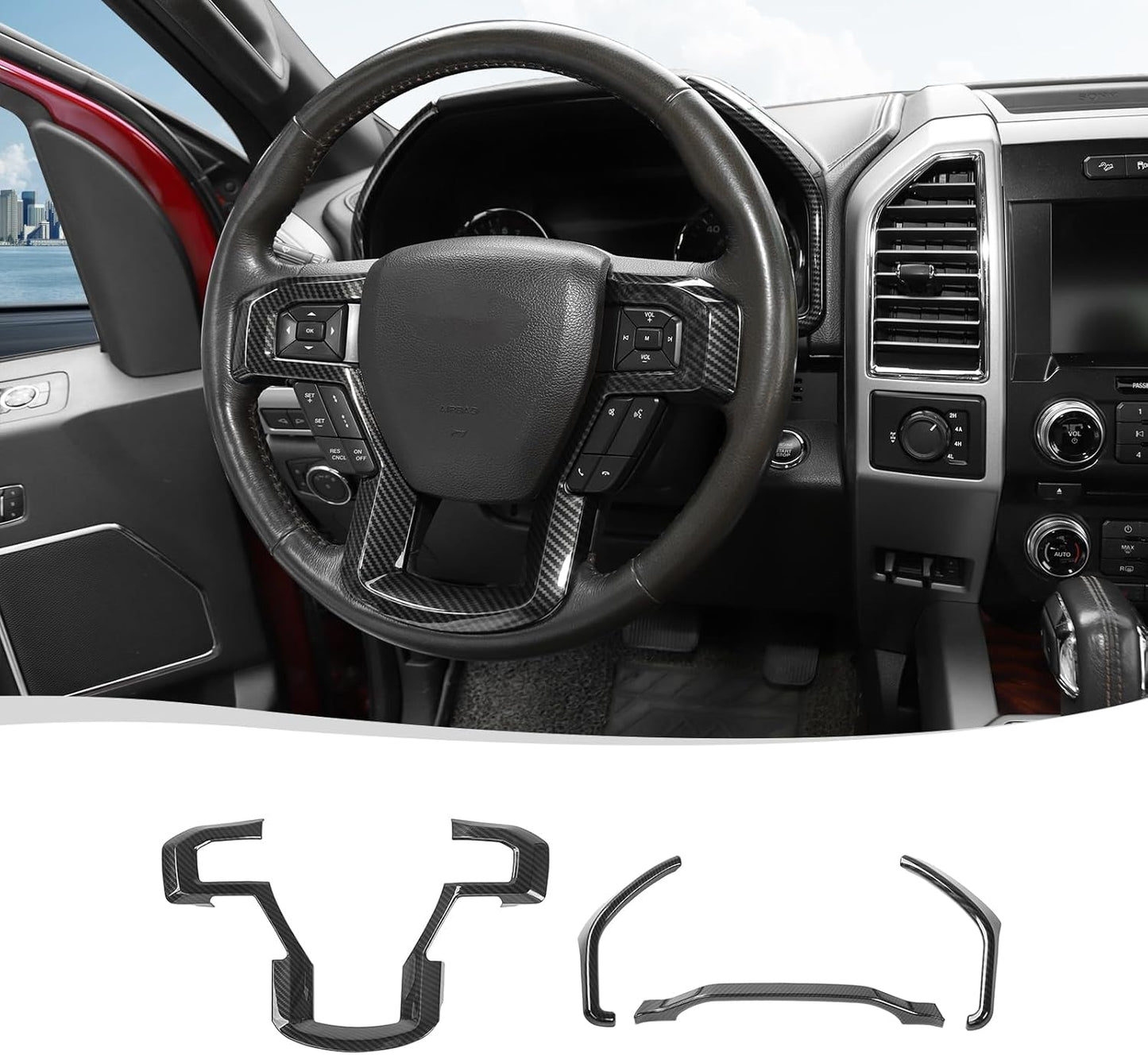 Voodonala F-150 Center Steering Wheel Panel Cover Trim for 2015-2020