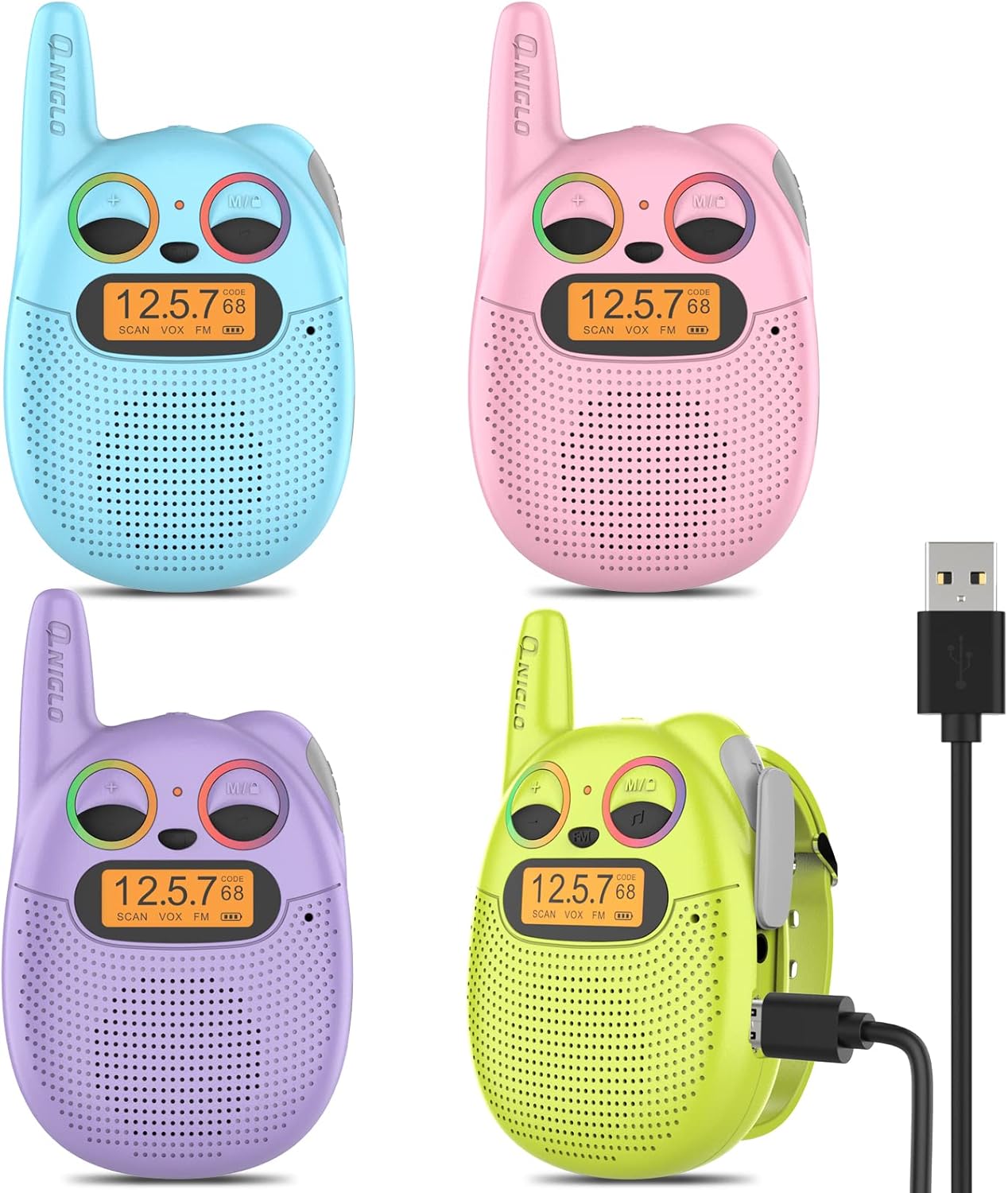 QNIGLO Kids Walkie Talkies 4 Pack for Outdoor Adventures