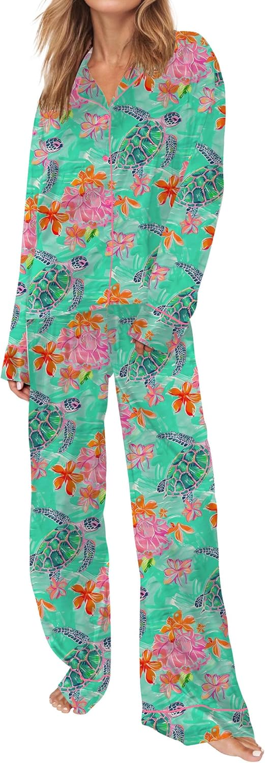 Satin Pajamas Set for Women with Classic Animal Print Design