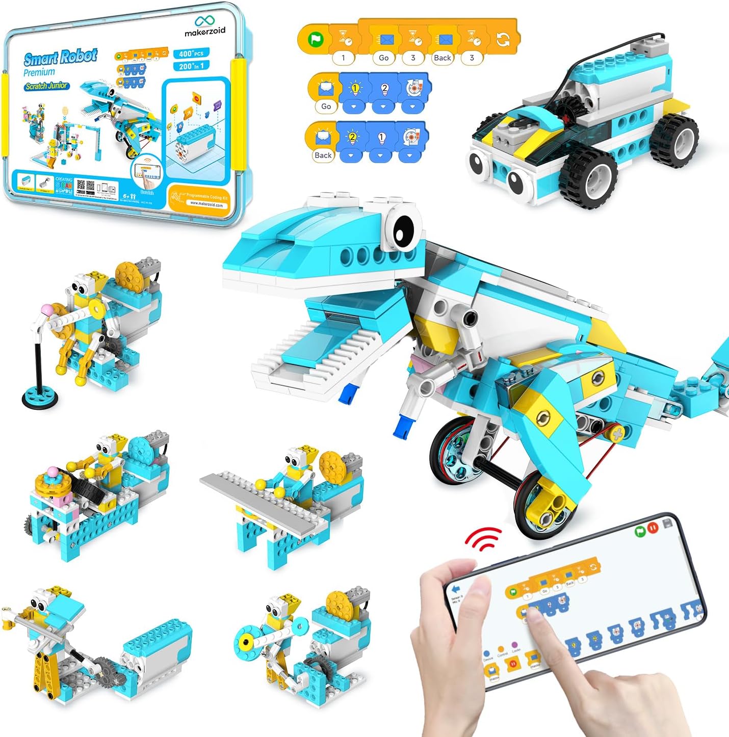 200-in-1 Coding Robot Kit + Free Courses for Kids 6+ by Makerzoid