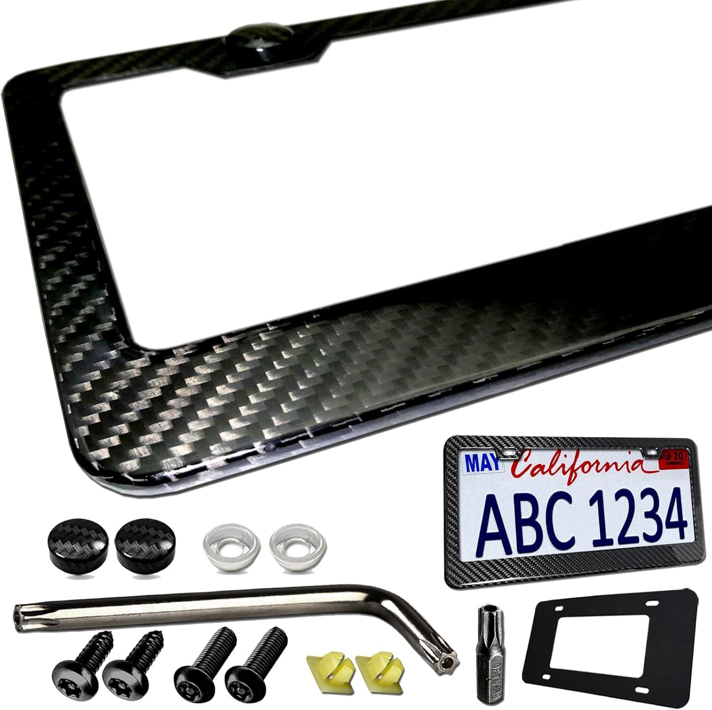 BGGTMO Carbon Fiber License Plate Frame - Premium Slim Holder