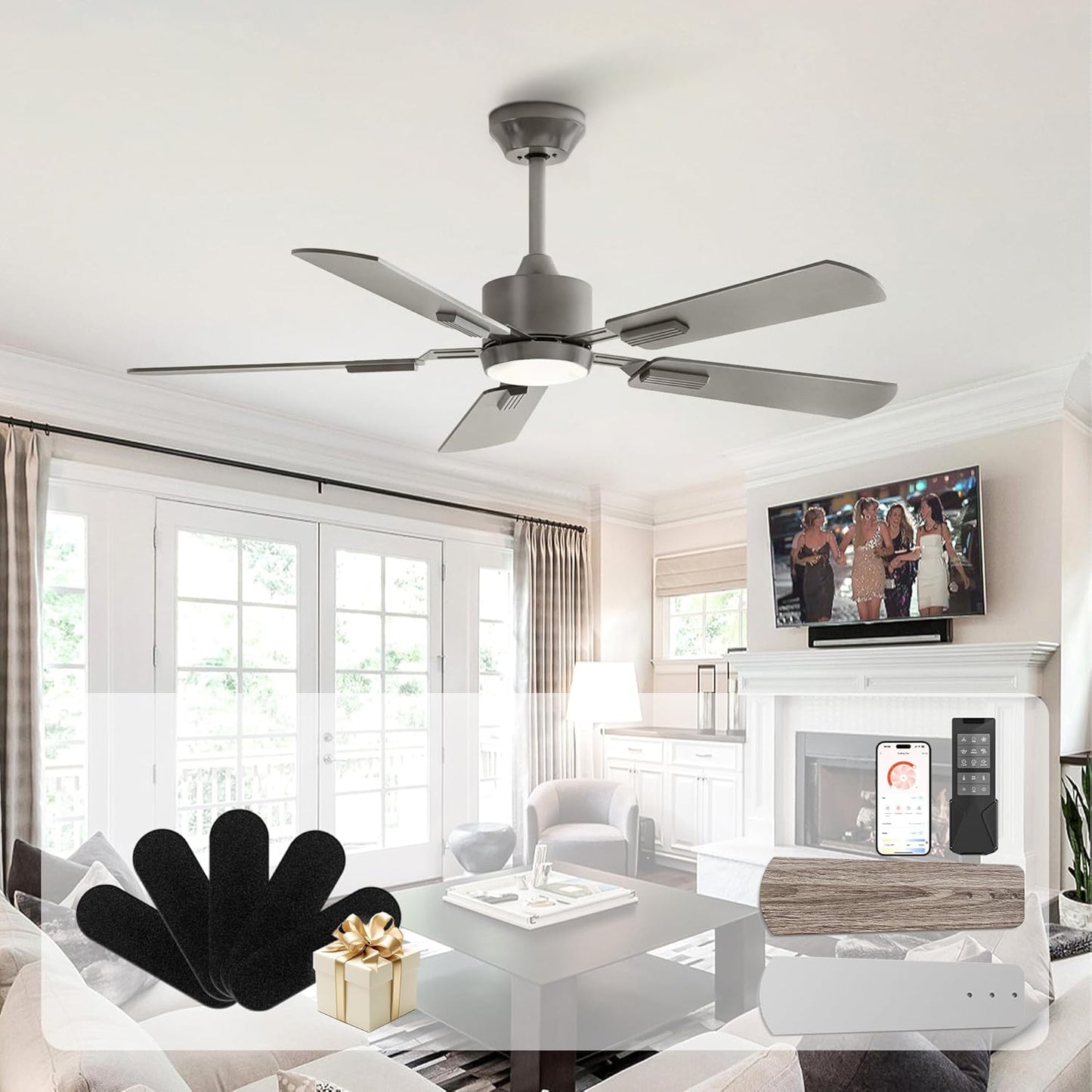 CubiCubi 52 inch Ceiling Fan with Lights - Modern Design
