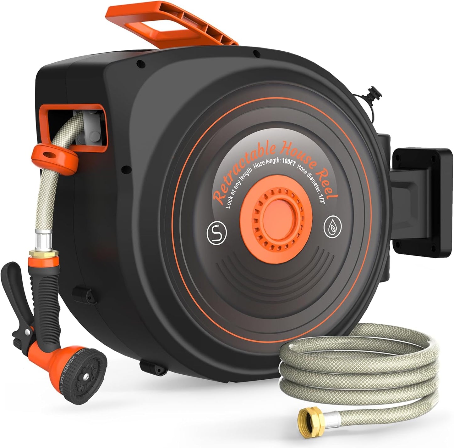 Retractable Garden Hose Reel 1/2 in x 100 ft for Easy Use