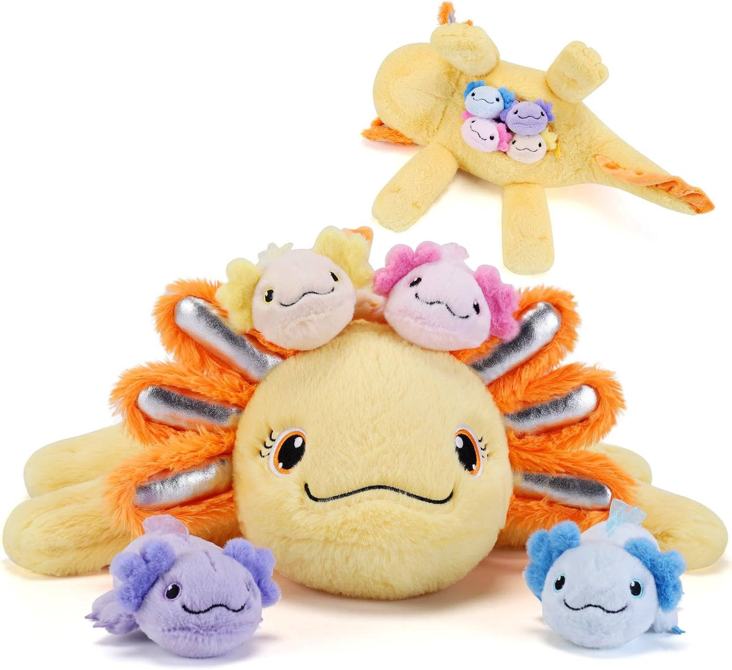 5 Pieces Axolotl Stuffed Animals with Surprise Babies Inside