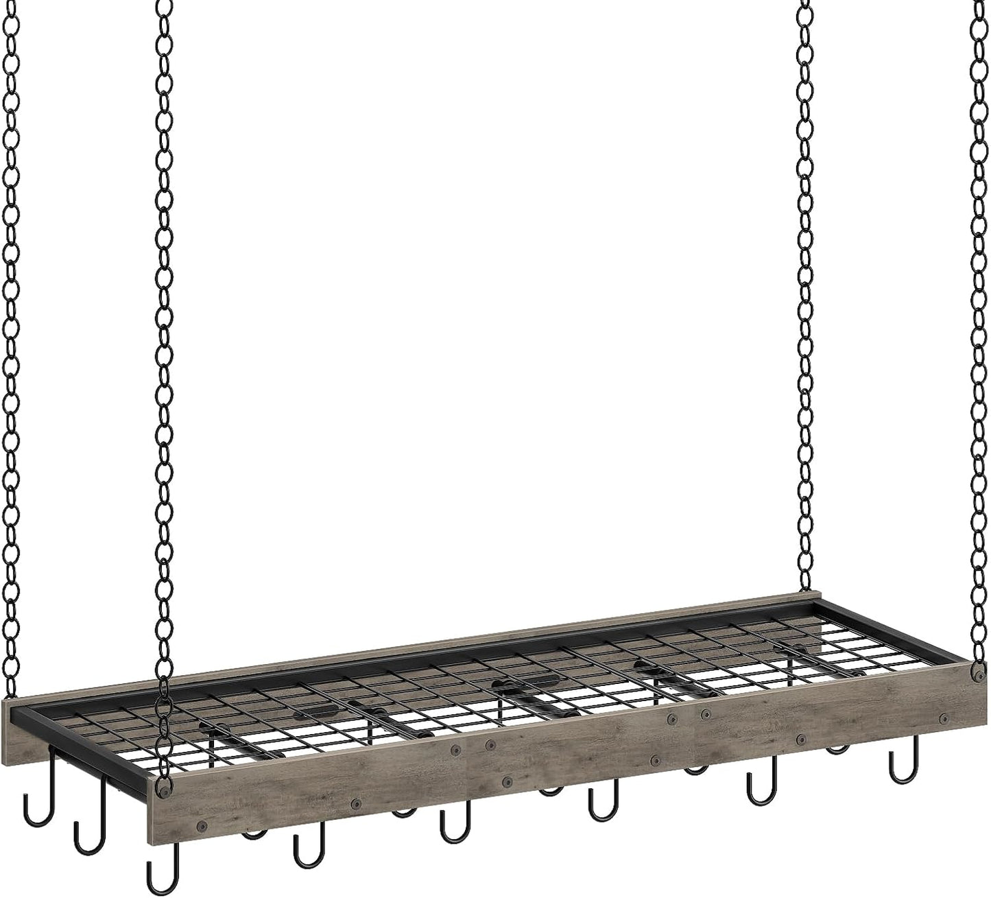 Hanging Pot Rack for Kitchen with 18 Hooks and Stylish Design