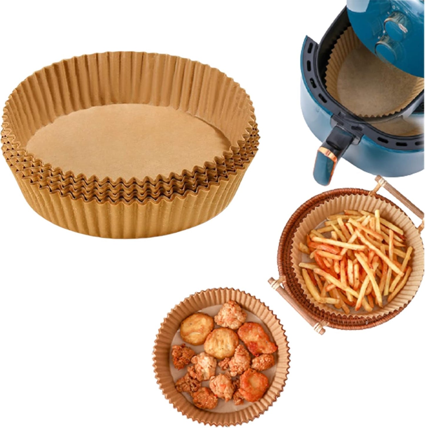 Non-Stick Air Fryer Liners, 6.5 In Round Papers (100ct) by ROSEWARD