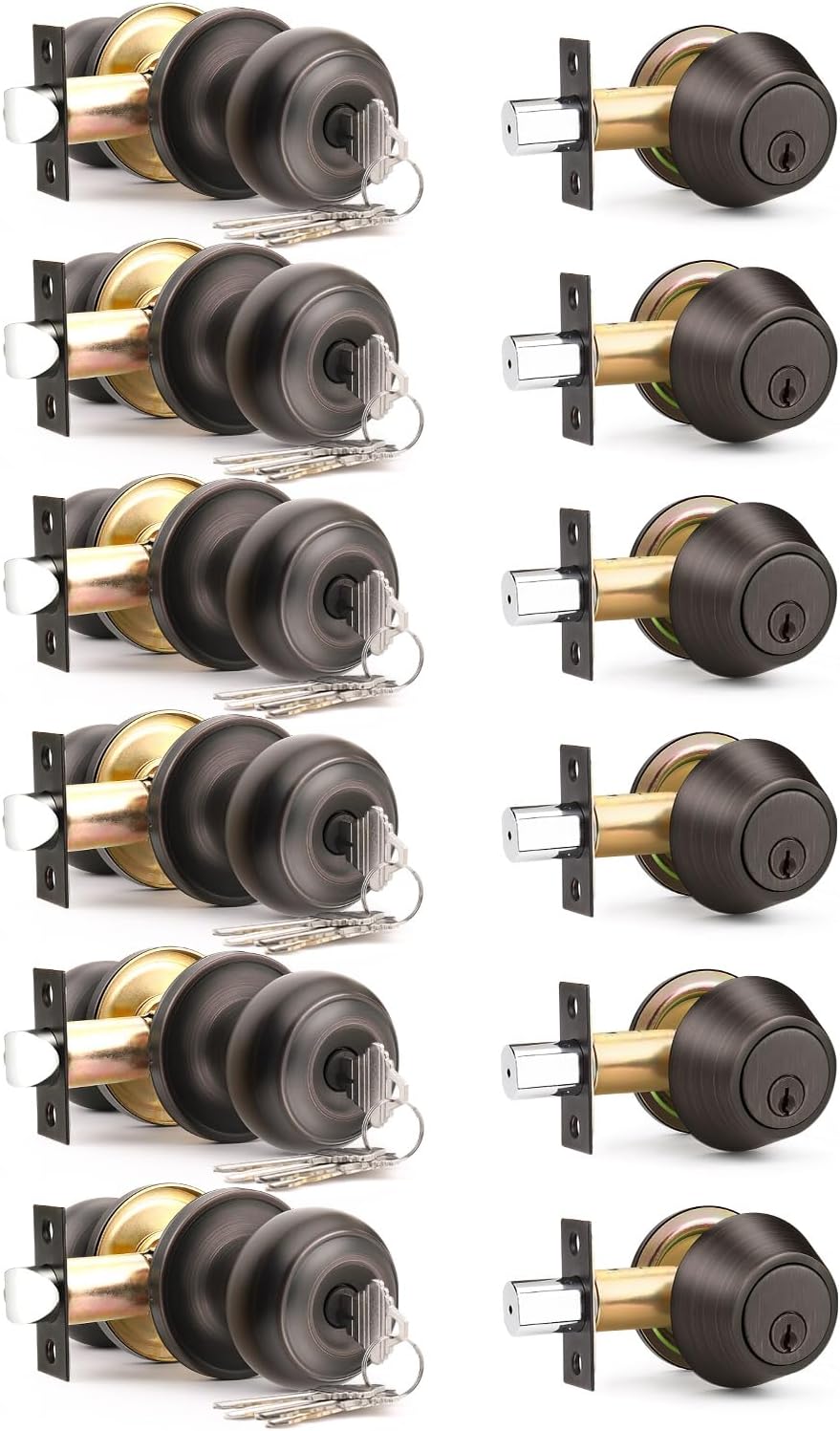 Keyed Alike Front Door Knob and Deadbolt Set for Security