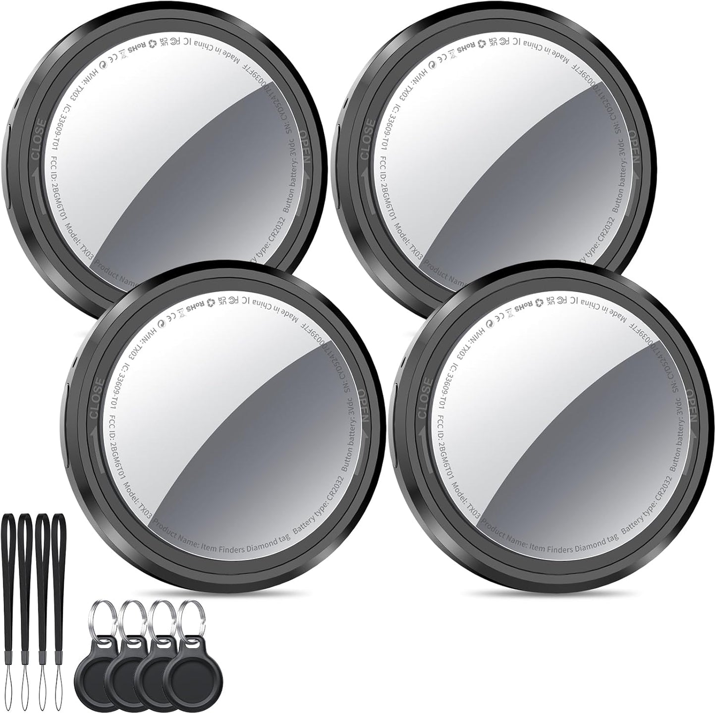 Air Tracker Tags 4 Pack Black - Smart Bluetooth Item Finder
