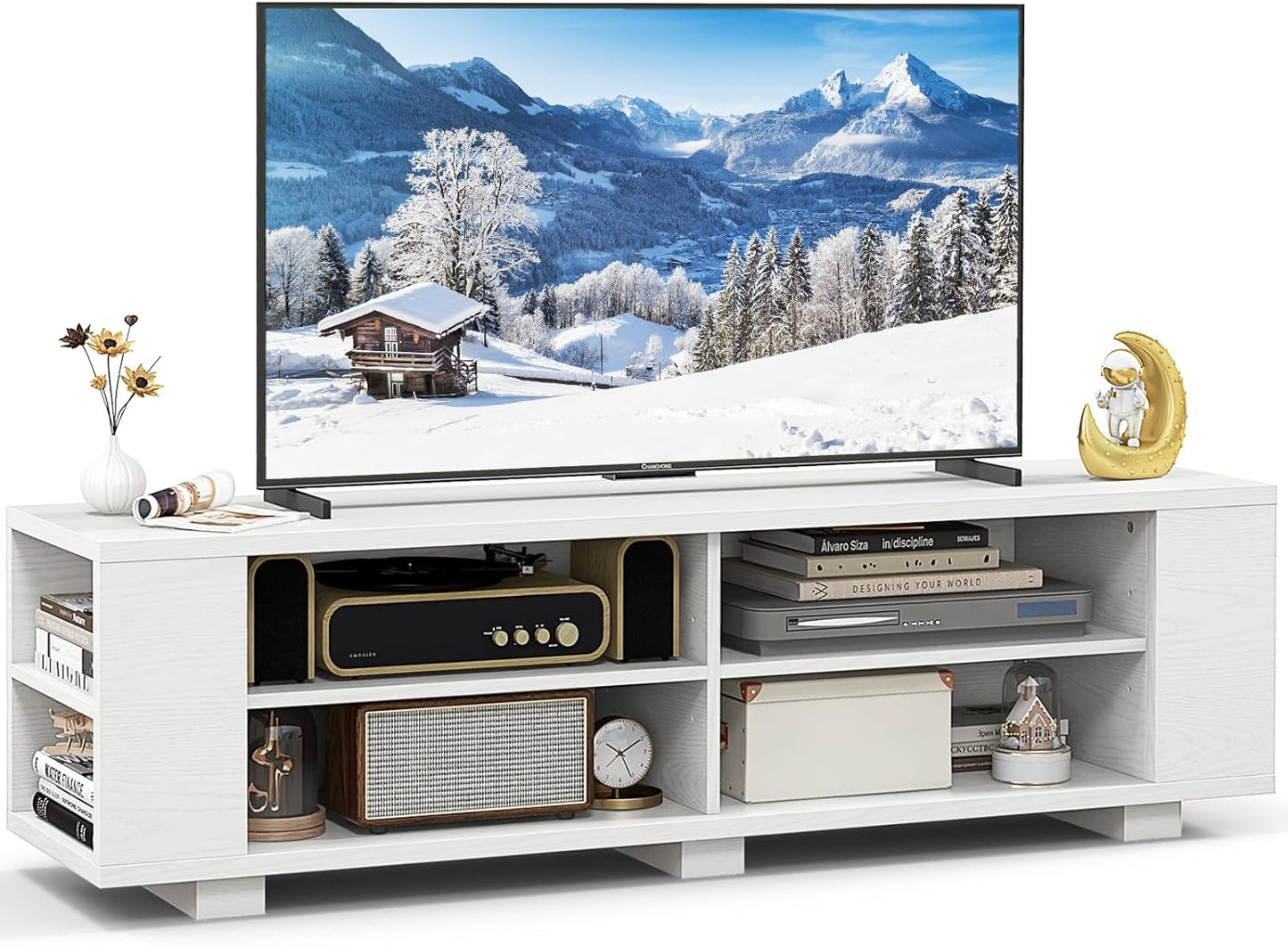 Tangkula Wood TV Stand: Stylish 65 Inch Entertainment Center