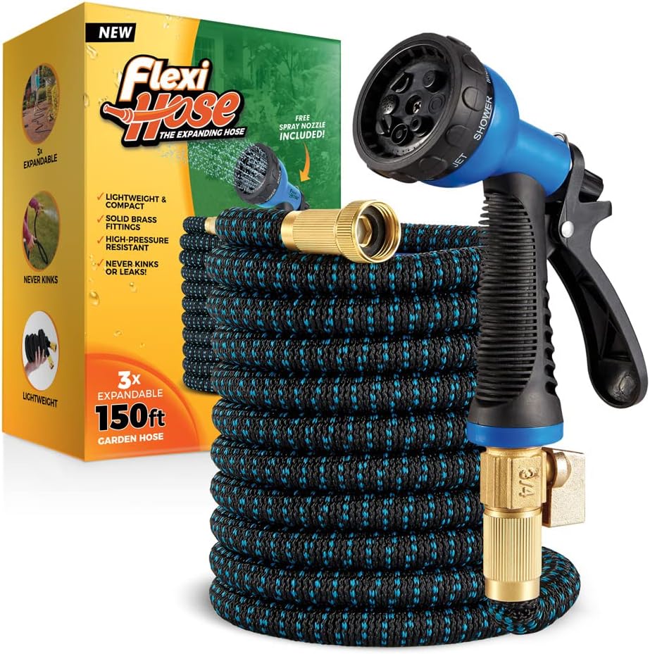 Flexi Hose 150FT Expandable Garden Hose with 8 Function Nozzle