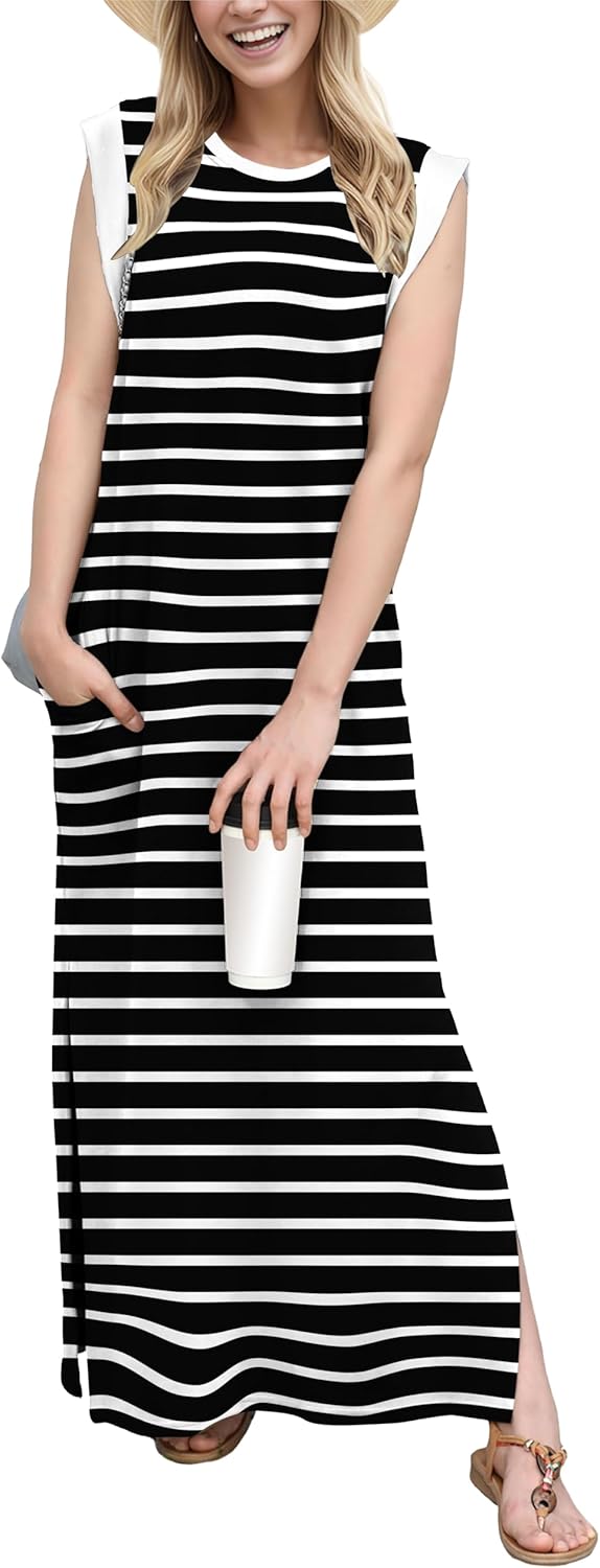GRECERELLE Women Year-Round Casual Maxi Dress with Pockets
