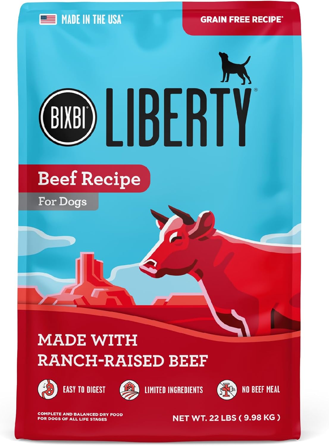BIXBI Liberty Grain Free Dry Dog Food with Fresh Beef for Dogs