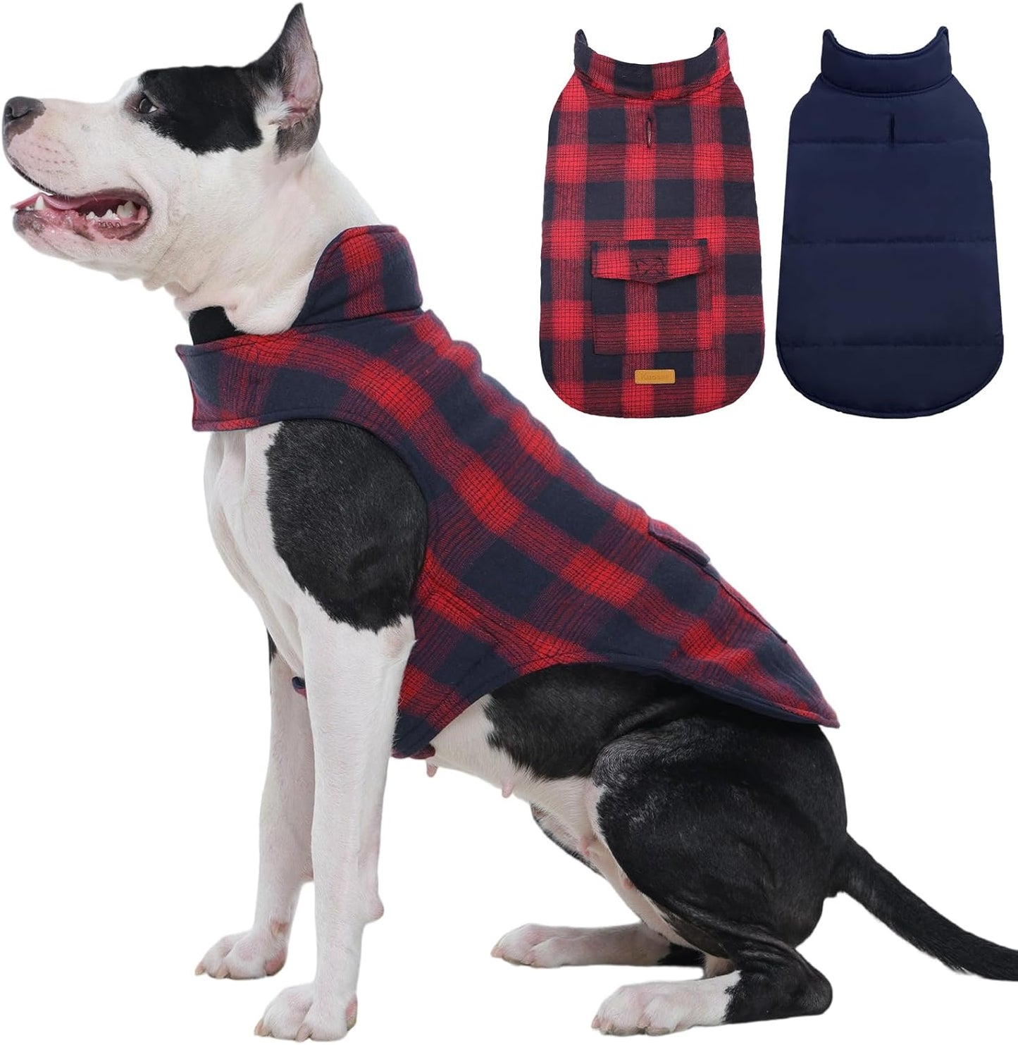 Kuoser Reversible Dog Jacket for Cold Weather, XL Size