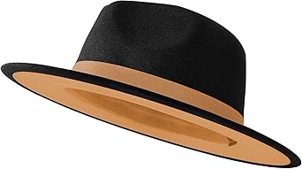 Wide Brim Fedora Hats for Women Men Two Tone Dress Hat