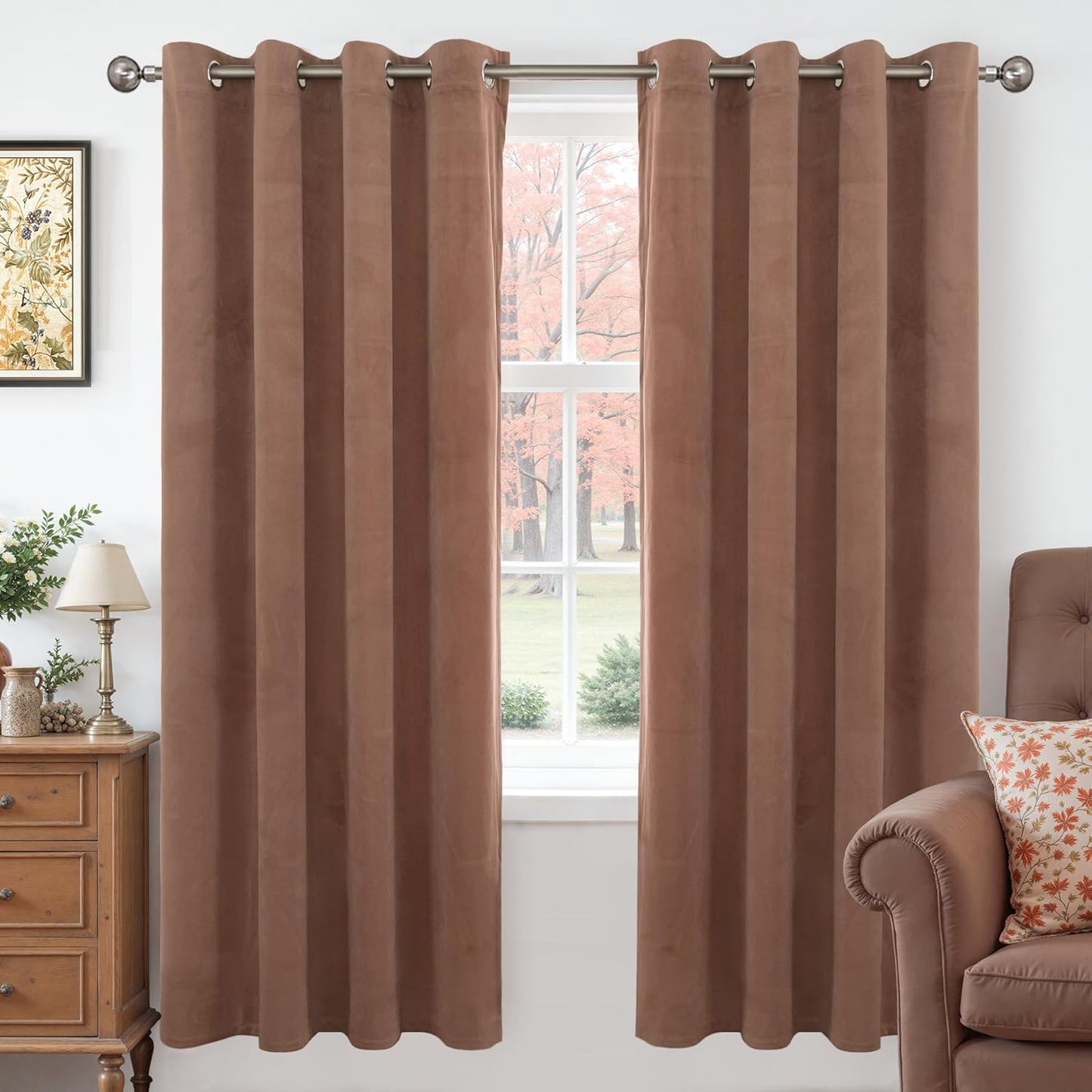 YoungsTex Velvet Curtains for Living Room, 72 Inch Length Panels