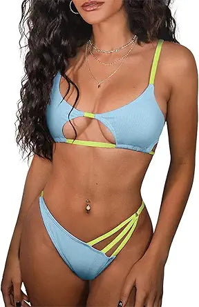 ZAFUL Women's Sexy Cutout Bikini Thong Set for Beach Fun