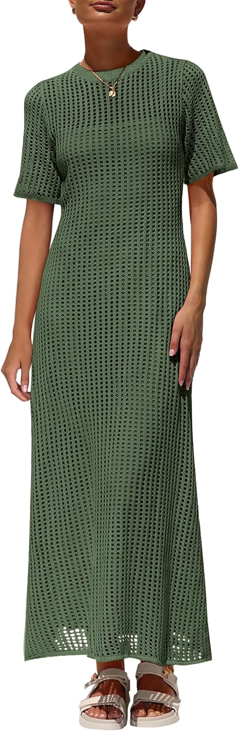PRETTYGARDEN Womens Eyelet Cover Up Dress for Summer Vacation