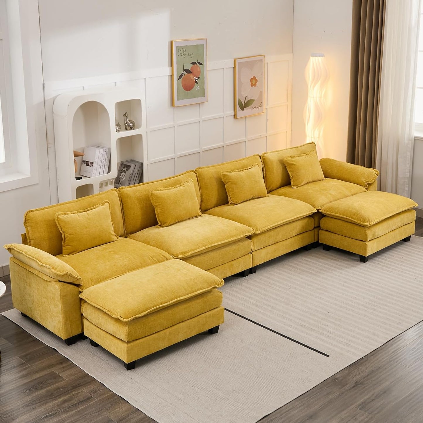154 Inch Modular Sectional Sofa - Comfy Cloud Couch Design