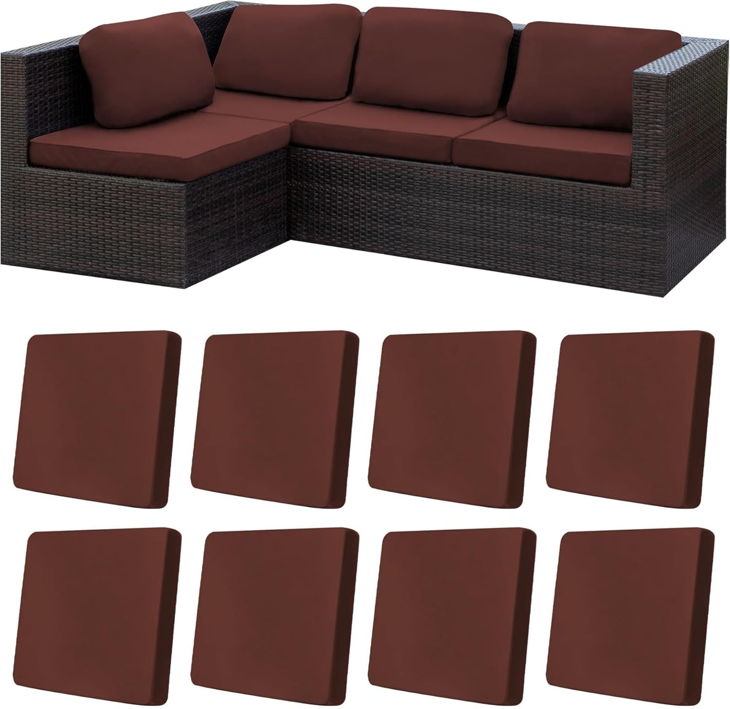 8Pcs Stretch Patio Cushion Covers for Outdoor Furniture Protection