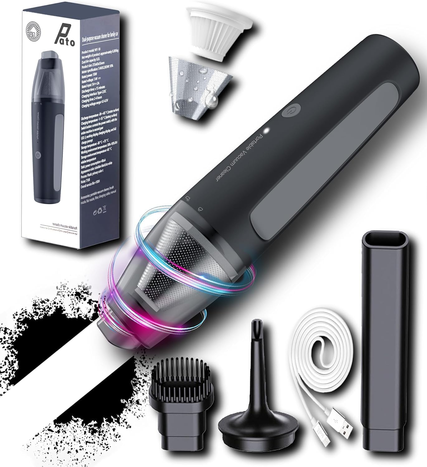 PATO Cordless Handheld Vacuum Cleaner with Powerful Suction