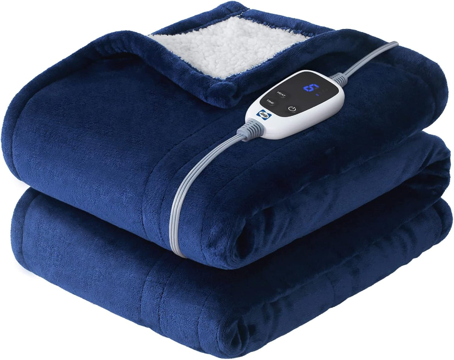 Sealy Heated Throw Blanket - Flannel & Sherpa Comfort for All