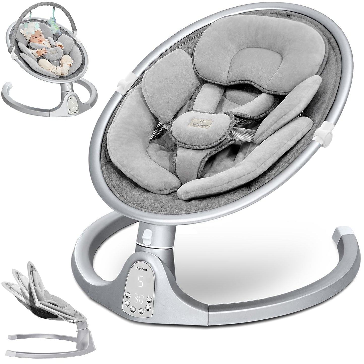 Portable Bluetooth Baby Swing - 5 Motion Sways