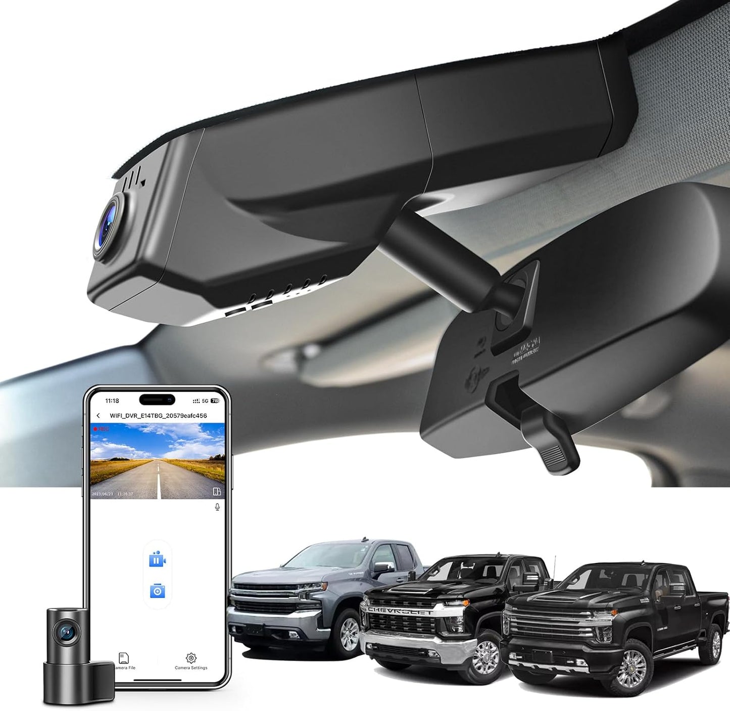 Front 4K & Rear 1080P Dash Cam for Chevy Silverado 1500 Models