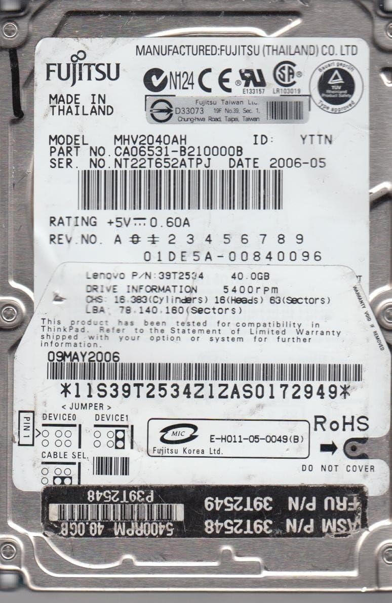 Fujitsu MHV2040AH 40GB Hard Drive for Reliable Storage Needs