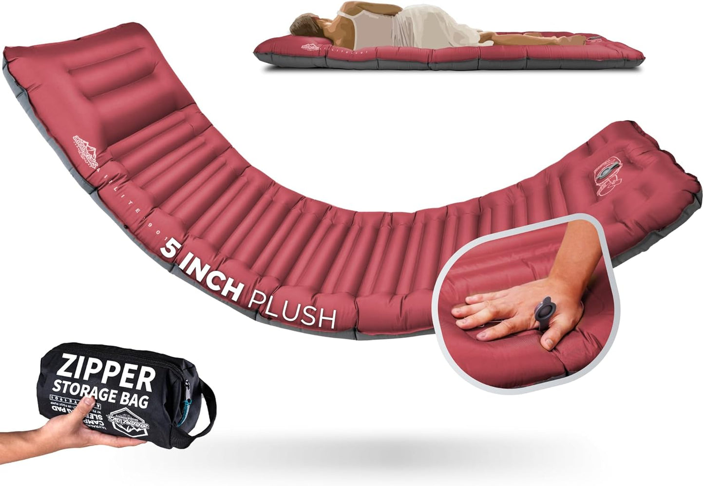 ZOOOBELIVES Camping Sleeping Pad with Built-in Pump & Pillow