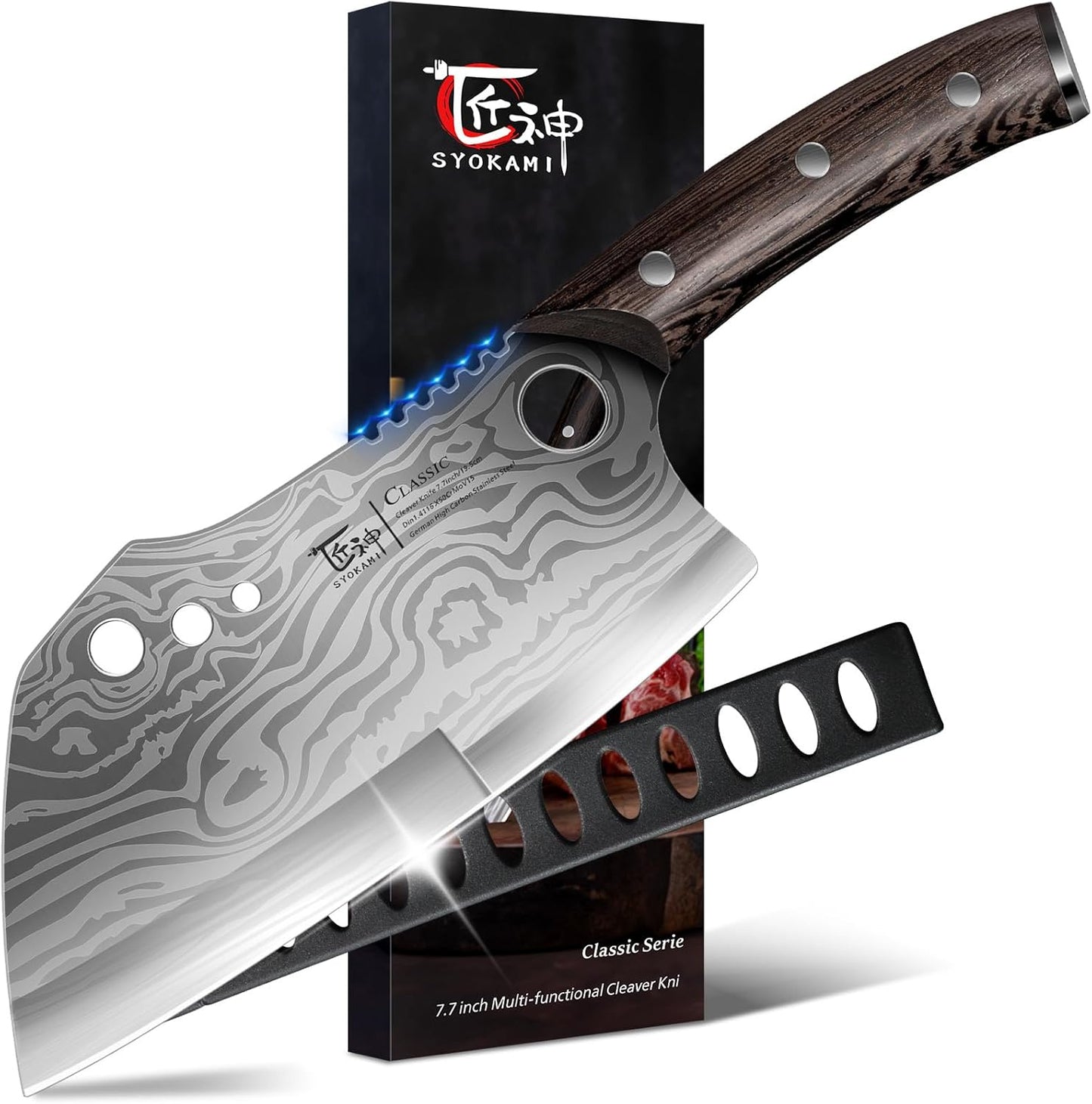 Meat Cleaver Chef Knife with Sheath for Heavy Duty Chopping
