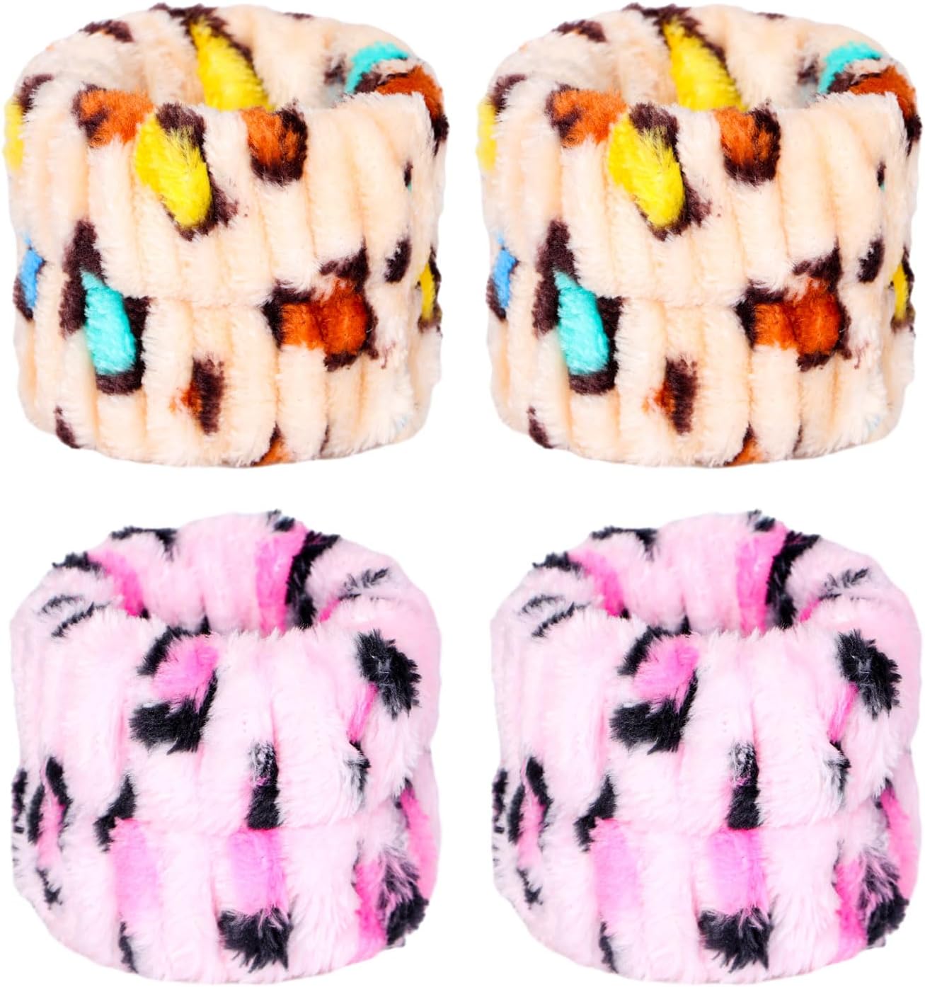 Leopard Print Spa Washbands x4 - Soft & Stylish!