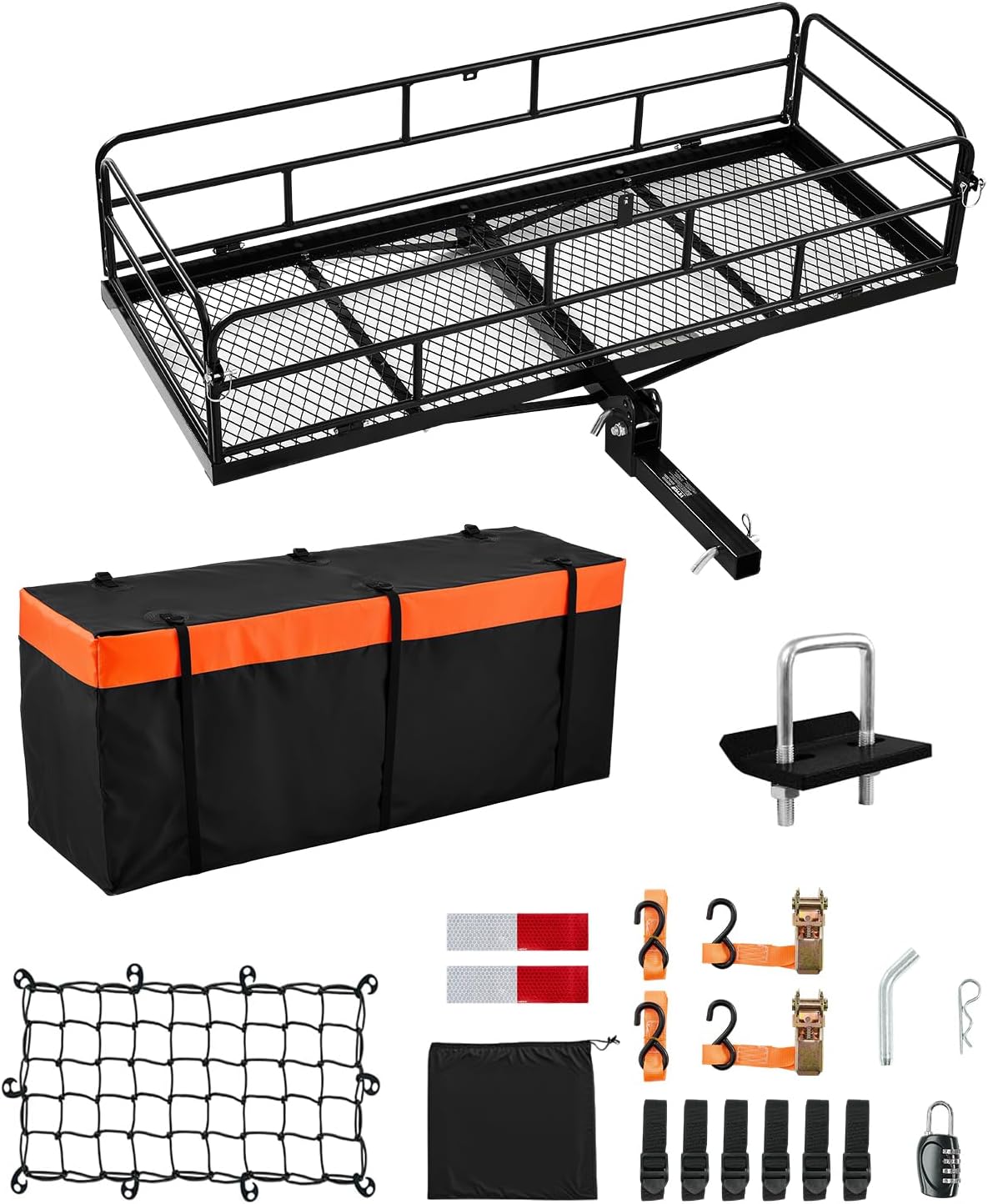 VEVOR 60 Inch Hitch Cargo Carrier with Waterproof Bag & Net