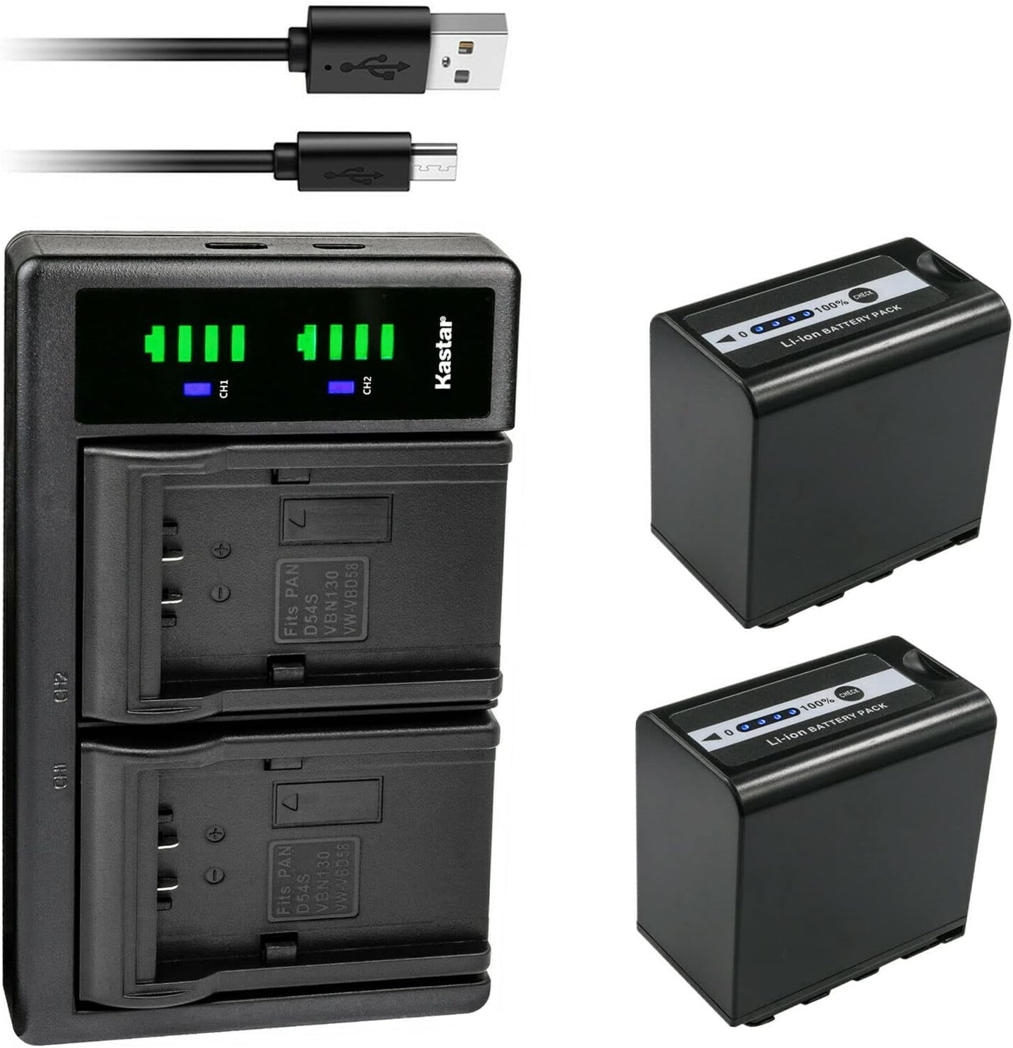 Kastar 2-Pack Battery and USB Charger for Panasonic Cameras